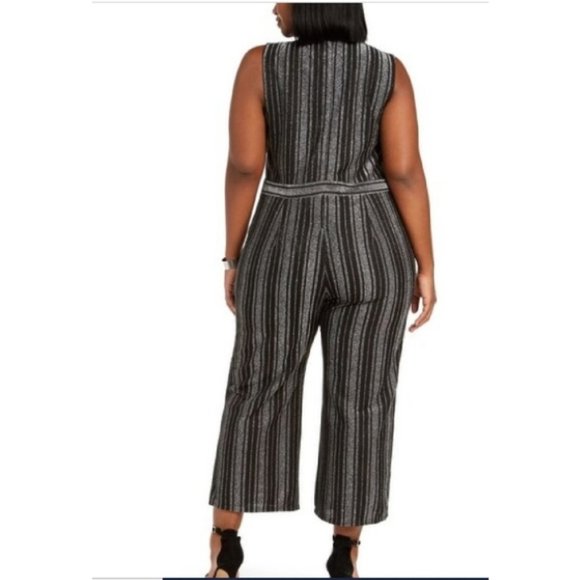 Monteau Metallic Striped Jumpsuit  2X NWT Plus Size - Picture 2 of 4